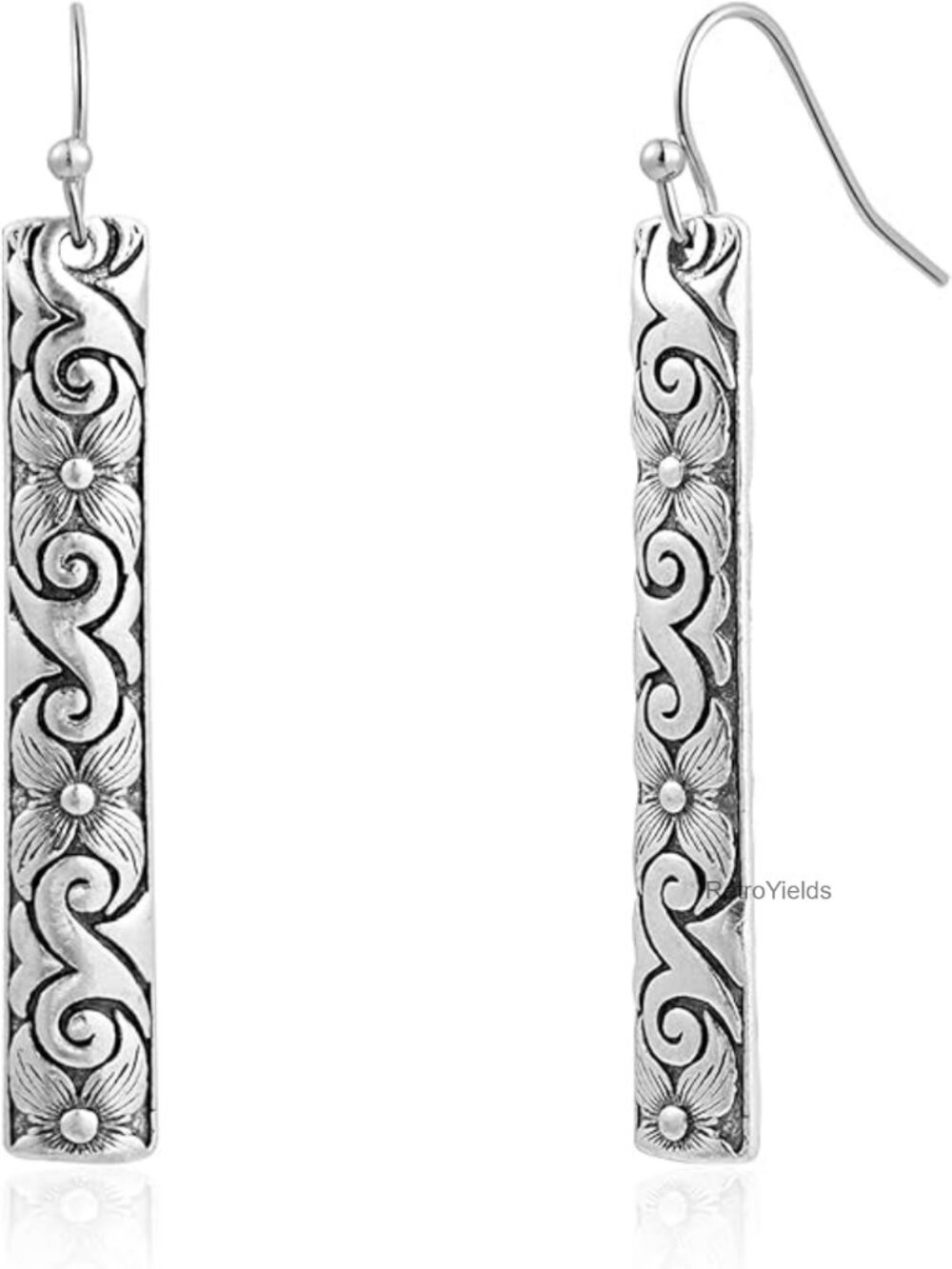Chunky Silver Bar Dangle Earrings Boho Long Drop Statement Jewelry
